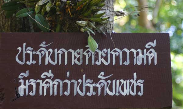 Cartello con scritta in lingua thailandese
