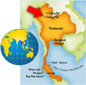 Cartina della Thailandia. La cartina indica dove siamo.